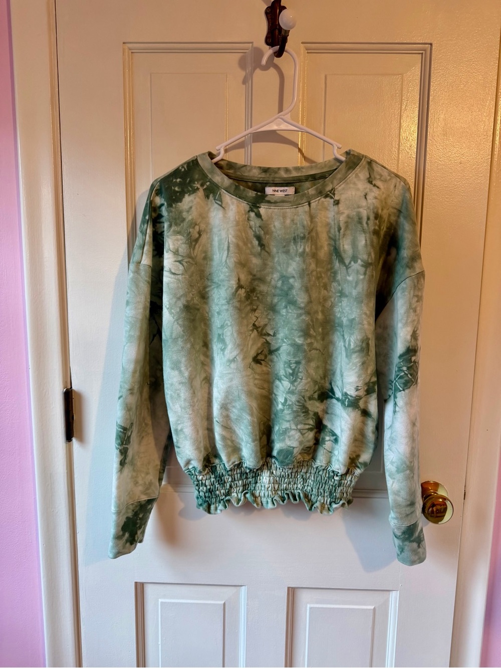 Nine West Sage Green Tie-Dye Top
